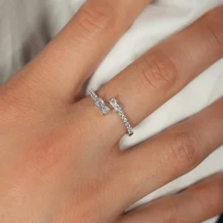 Bague argent 925 ouverte et zirconias