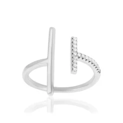 Bague argent 925 ouverte et zirconias