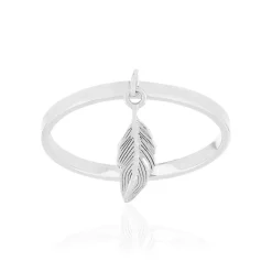 Bague argent 925, pampille plume.