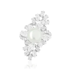 Bague argent 925 perle d'eau douce et zirconias