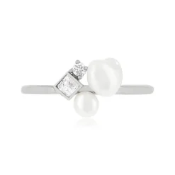 Bague argent 925 perle de Chine et zirconias