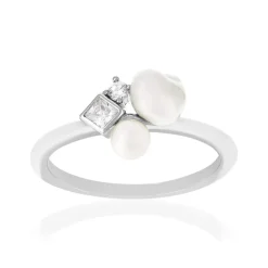 Bague argent 925 perle de Chine et zirconias