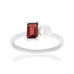 Bague argent 925 perle de Chine et grenat