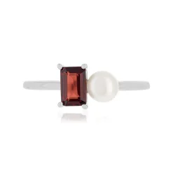Bague argent 925 perle de Chine et grenat