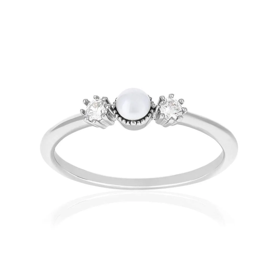 Bague argent 925 perle de Chine et zirconias