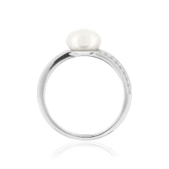 Bague argent 925 perle de culture et zirconias