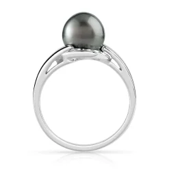 Bague argent 925 perle de culture de Tahiti et zirconias