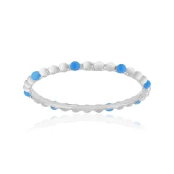 Bague argent 925 perlée et laque bleue