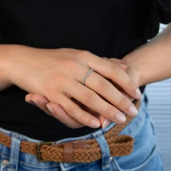 Bague argent 925 perlée et laque bleue