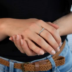 Bague argent 925 perlée, motif V.