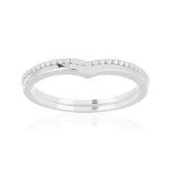 Bague argent 925 perlée, motif V.