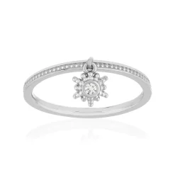 Bague argent 925 perlée, pampille étoile zirconia