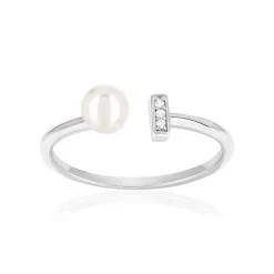 Bague argent 925 perles de Chine et zirconias