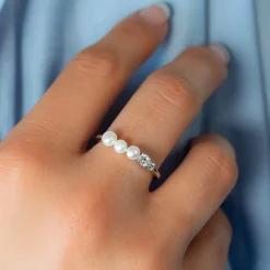 Bague argent 925 perles de Chine et zirconias