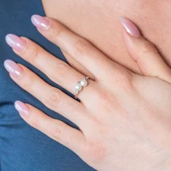 Bague argent 925 perles de Chine et zirconias