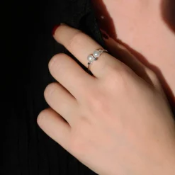 Bague argent 925 perles de Chine et zirconias