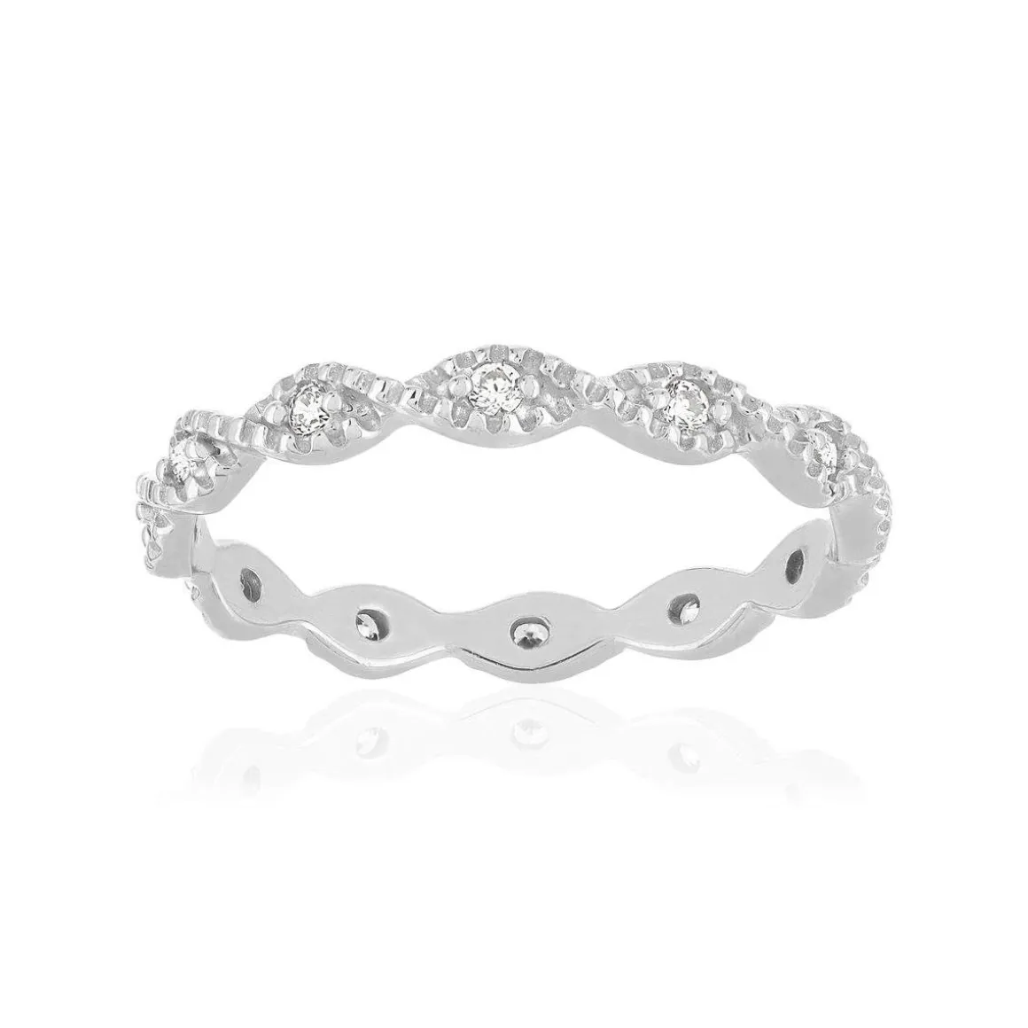 Bague argent 925 perlée zirconias