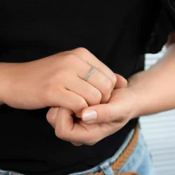 Bague argent 925 perlée zirconias
