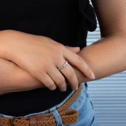 Bague argent 925 perlée zirconias, motif losange et carré