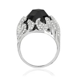 Bague argent 925 pierre imitation noire et zirconias