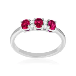 Bague argent 925 pierres synthétiques rouges