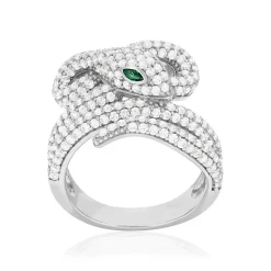 Bague argent 925 pierres synthétiques et zirconias motif serpent