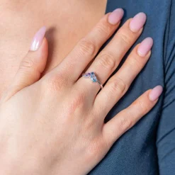 Bague argent 925 pierres synthétiques bleues et violettes