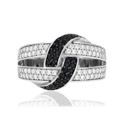 Bague argent 925 pierres synthétiques noires et zirconias blancs