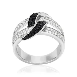 Bague argent 925 pierres synthétiques noires et zirconias blancs