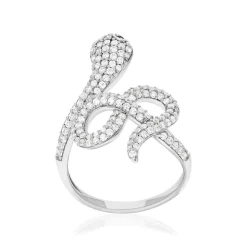 Bague argent 925 pierres synthétiques et zirconias motif serpent