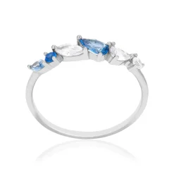 Bague argent 925 pierres synthétiques bleues