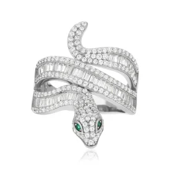 Bague argent 925 pierres synthétiques et zirconias motif serpent