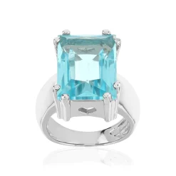 Bague argent 925 pierre synthétique bleue