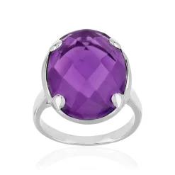 Bague argent 925 pierre synthétique violette