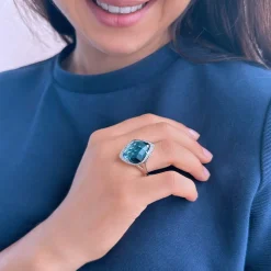 Bague argent 925 pierre synthétique zirconias