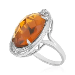 Bague argent 925 pierre synthétique orange zirconias