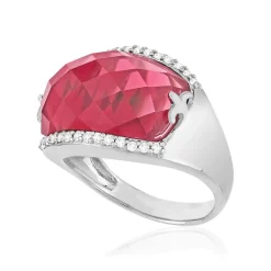 Bague argent 925 pierre synthétique rose zirconias