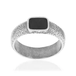 Bague argent 925 pierre synthétique noire