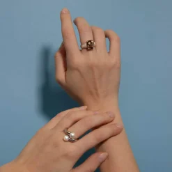Bague argent 925 quartz fumé et zirconias