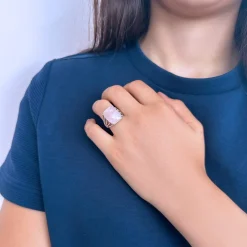 Bague argent 925 quartz rose