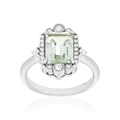 Bague argent 925 quartz vert et zirconias