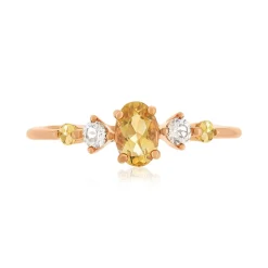 Bague argent 925 rose citrines et topazes blanches