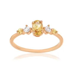 Bague argent 925 rose citrines et topazes blanches