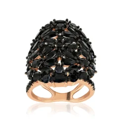 Bague argent 925 rose et ruthénium noir, zirconias noirs.