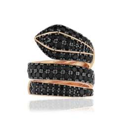 Bague argent 925 rose et ruthénium noir, zirconias