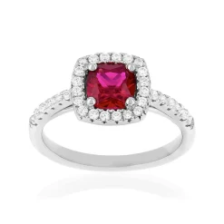 Bague argent 925 rubis synthétique rouge et zirconias