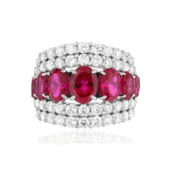 Bague argent rubis synthétiques et zirconias