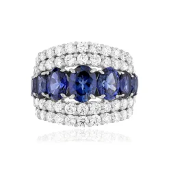 Bague argent saphirs synthétiques et zirconias