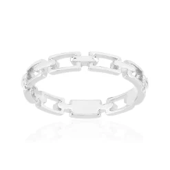 Bague argent 925, style chaînage, maillons rectangulaires