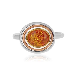 Bague argent 925 3 tons ambre